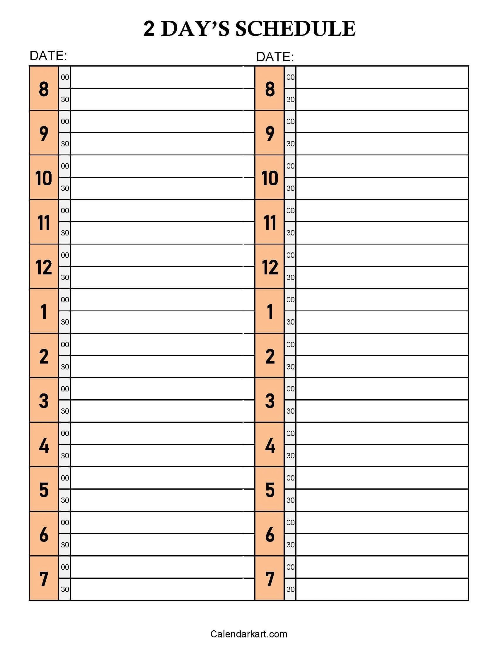 Printable Daily Planner Template Calendarkart