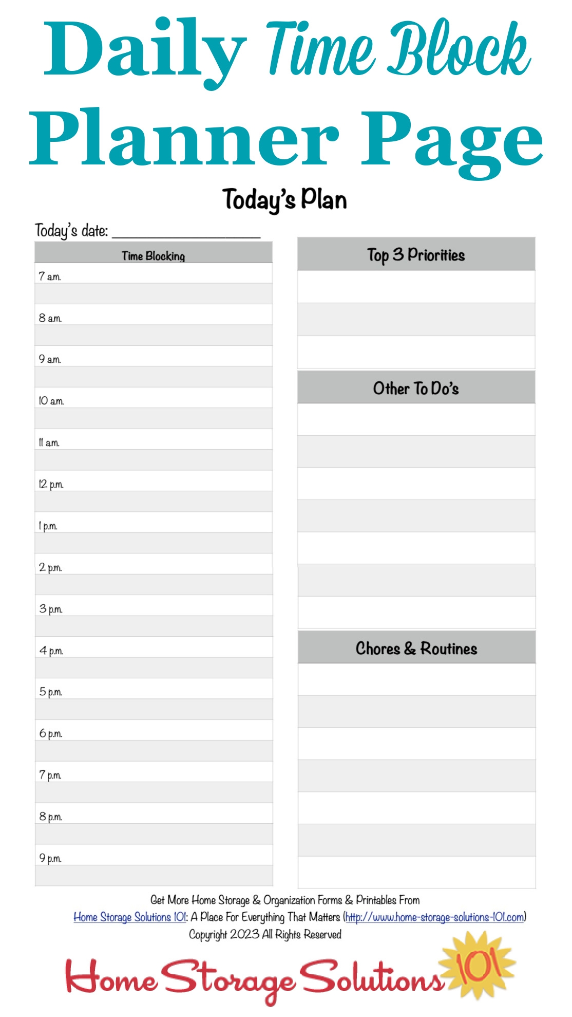 Free Printable Daily Schedule With Time Slots