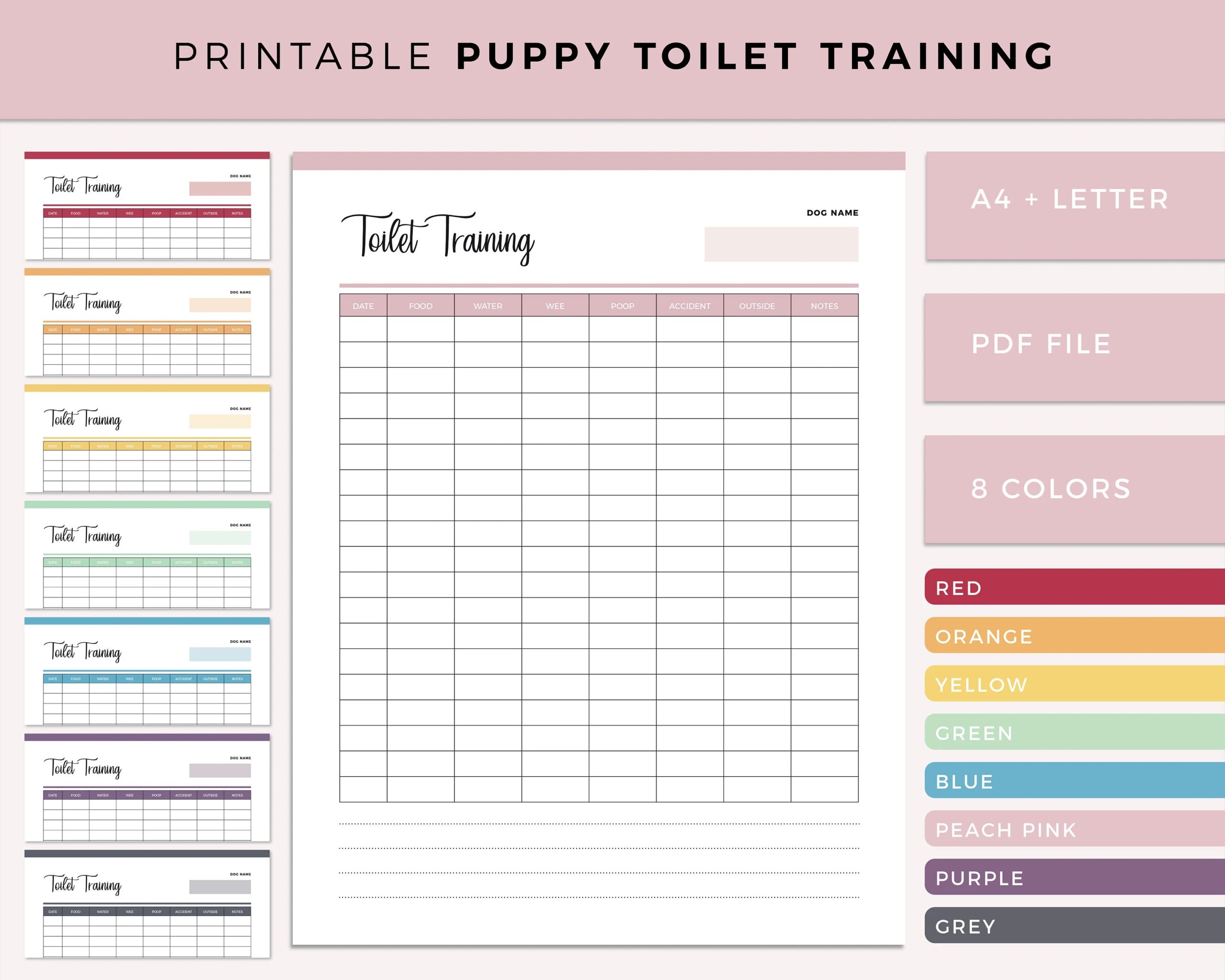 Printable Dog Potty Training Log Puppy Toilet Training Tracker New Dog Training Puppy House Training Puppy Trainer A4 And US Letter Etsy