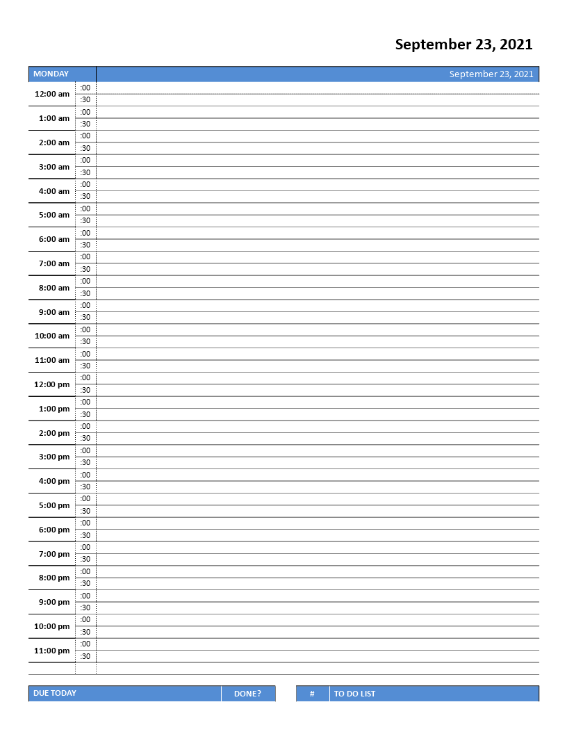 Printable Hourly Schedule Templates At Allbusinesstemplates