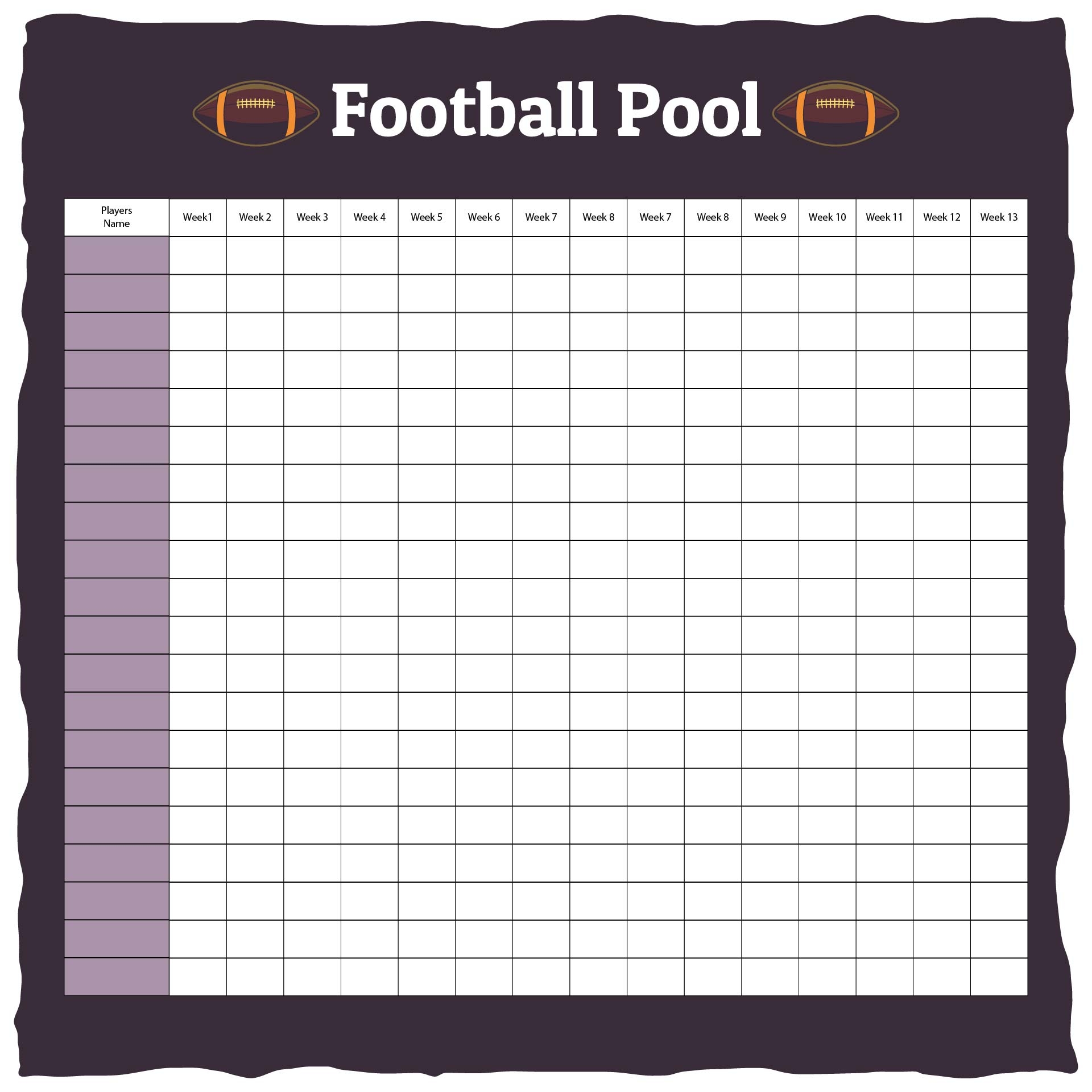 Printable NFL Score It Football Office Pool Worksheets Library