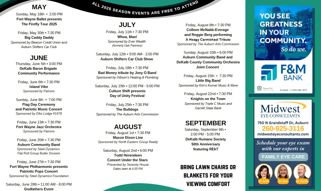 Printable Schedule DeKalb Outdoor Theater New