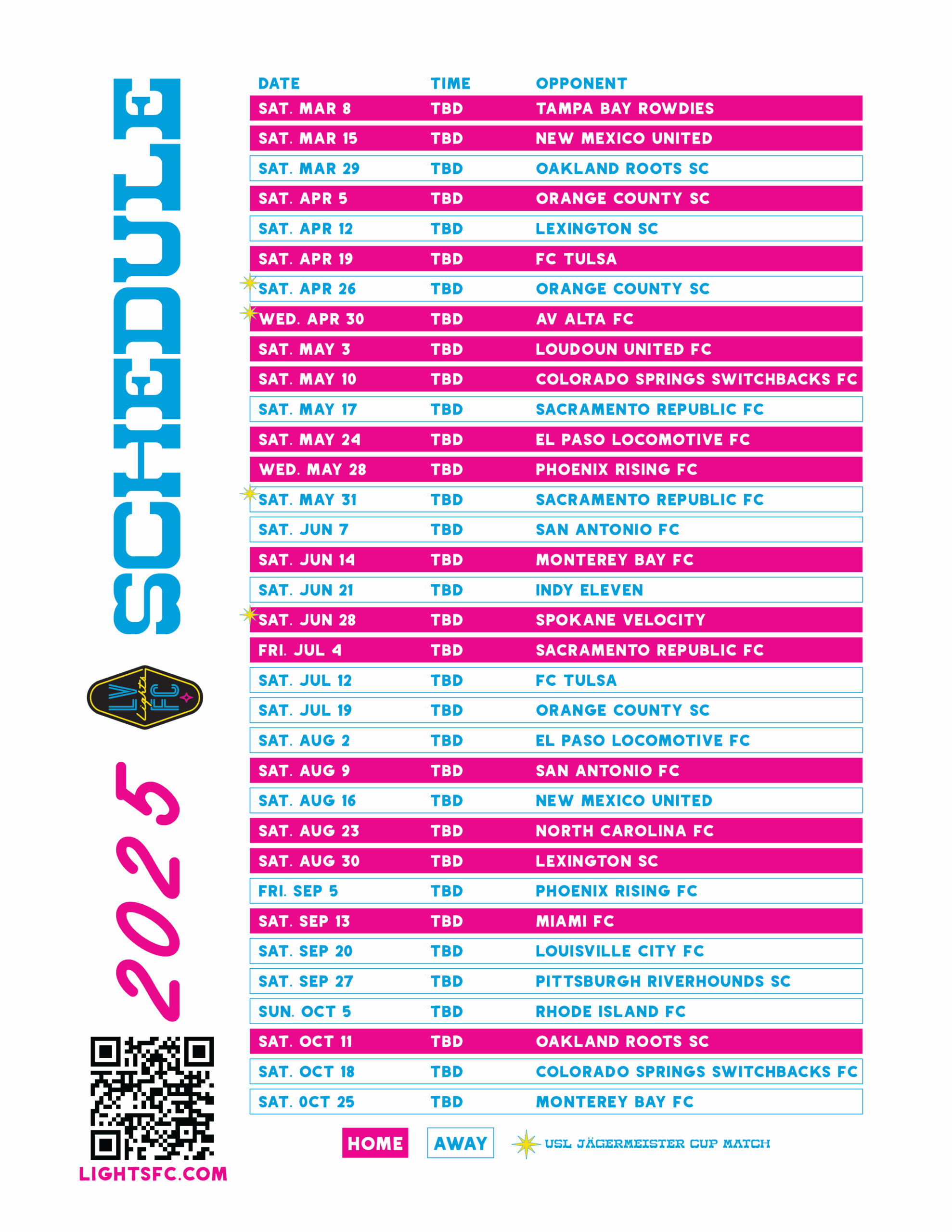 Printable Schedules Las Vegas Lights FC