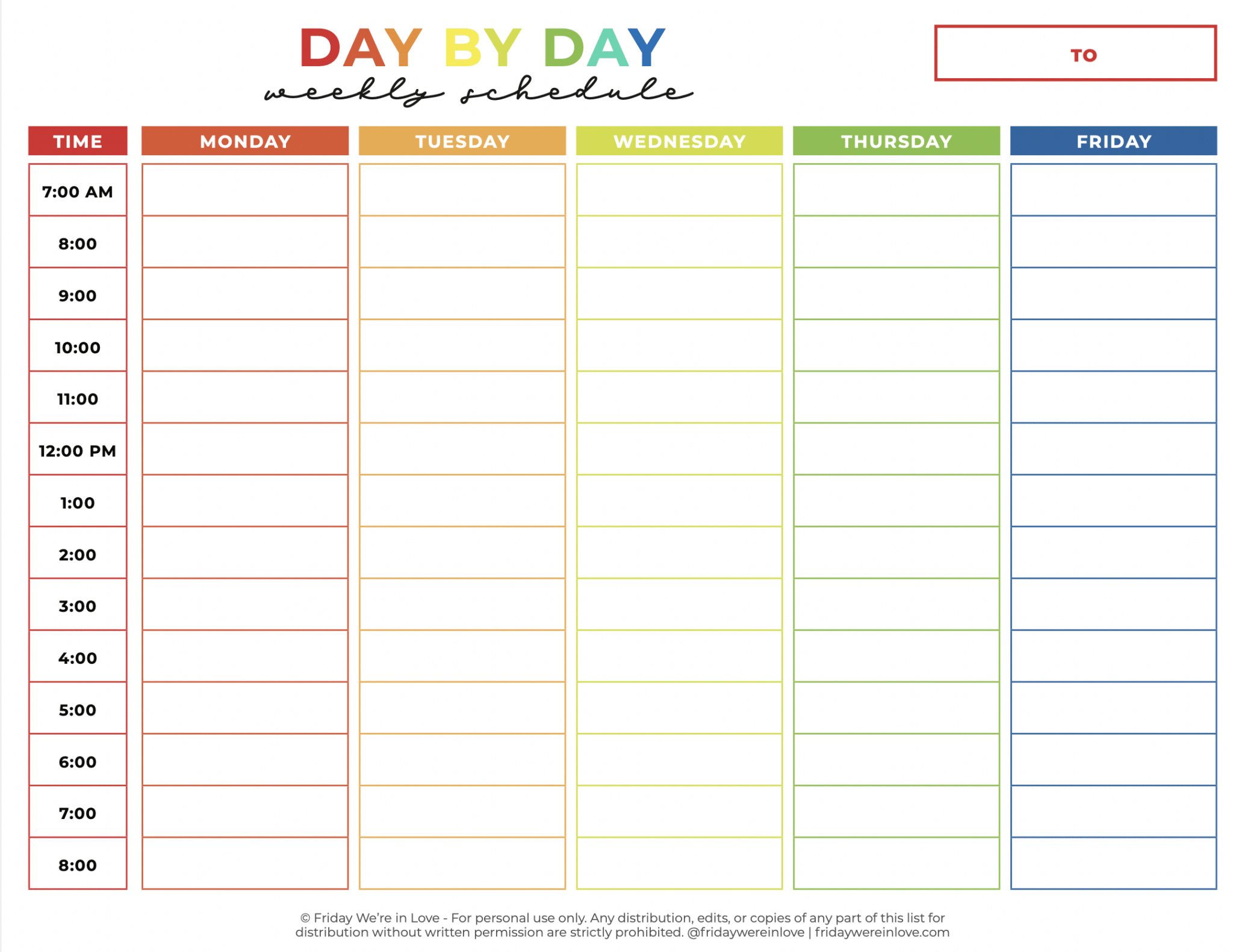 Printable Summer Schedule Friday We re In Love