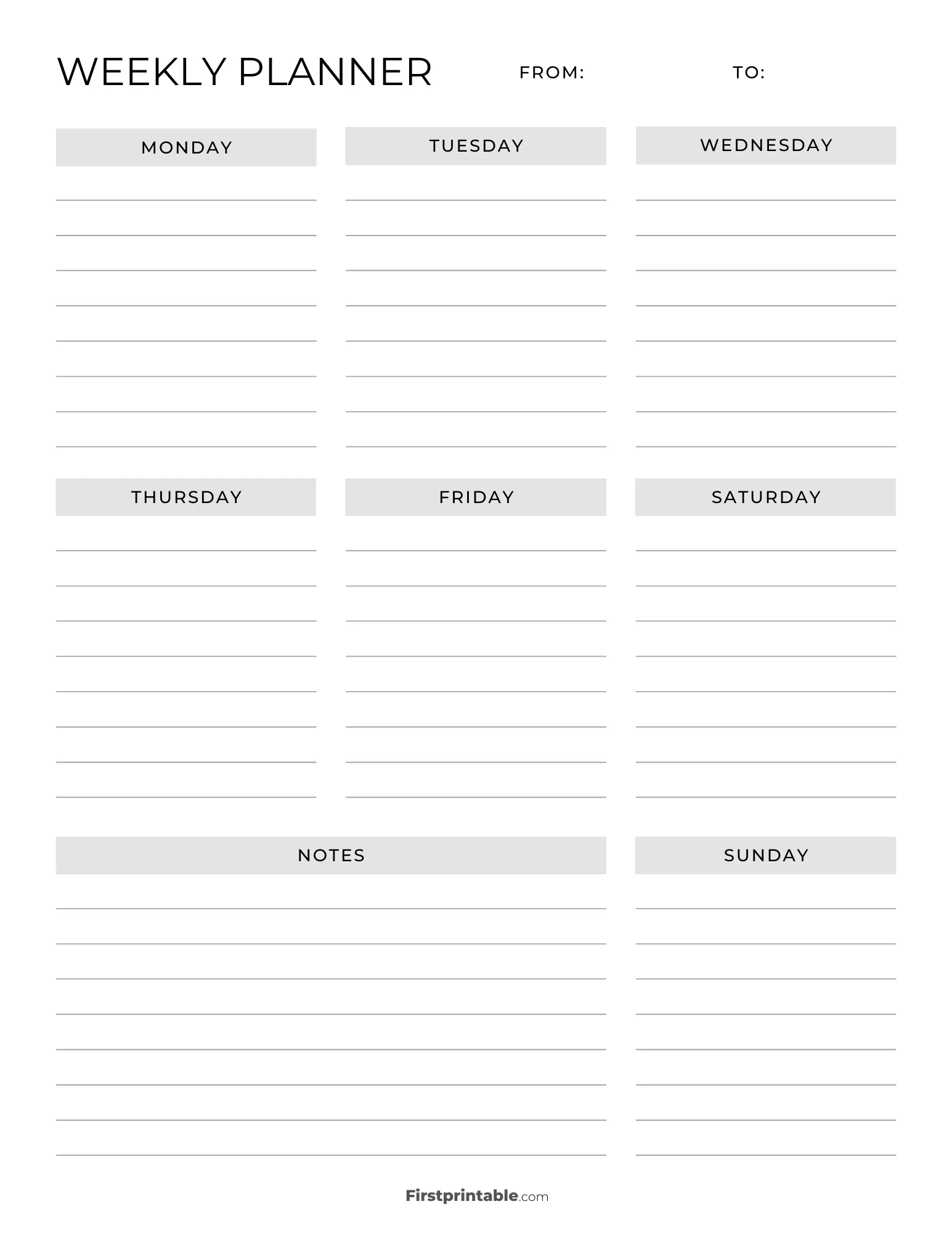 Printable Weekly Calendar Planner Free Templates