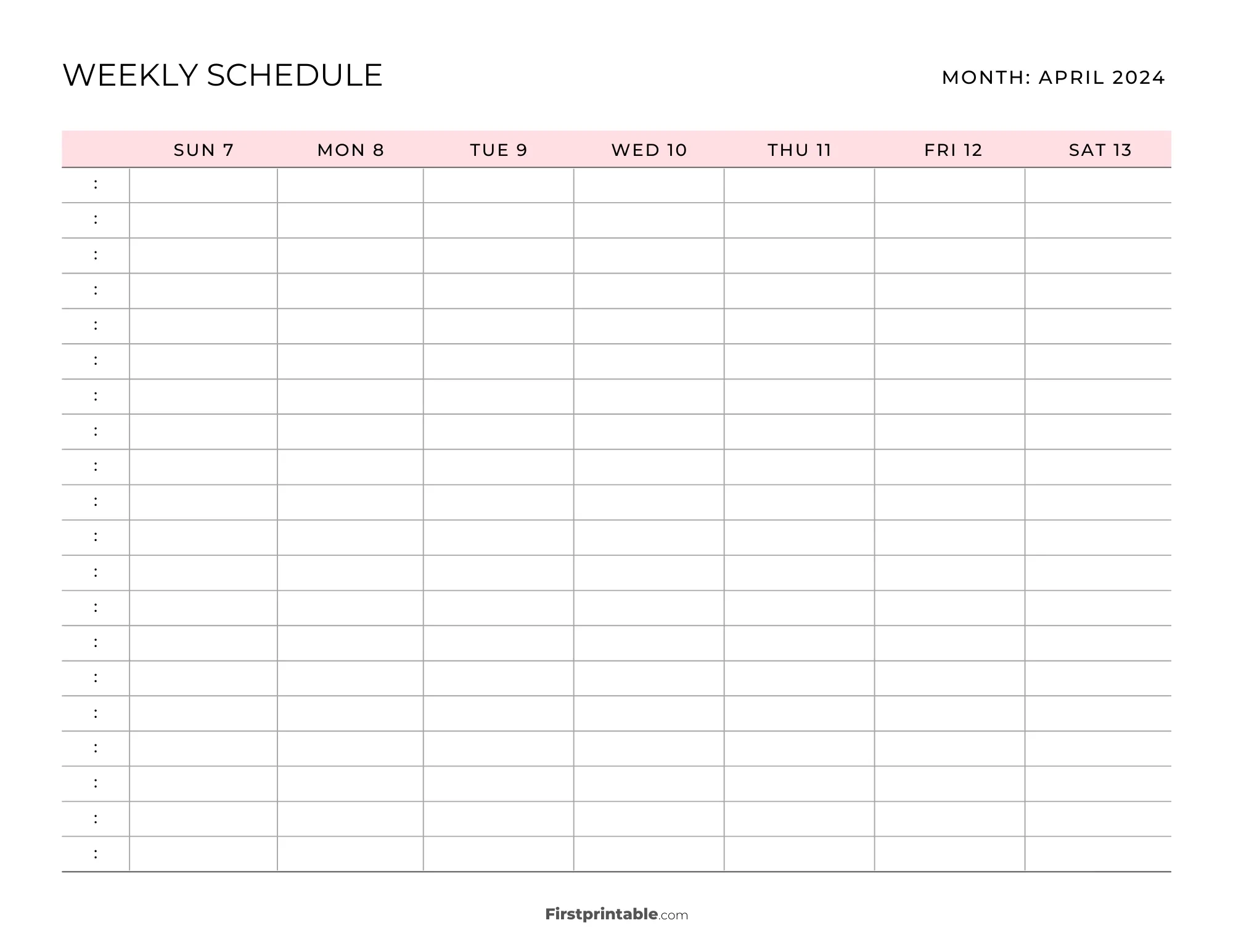 Printable Weekly Schedule Templates April 2024