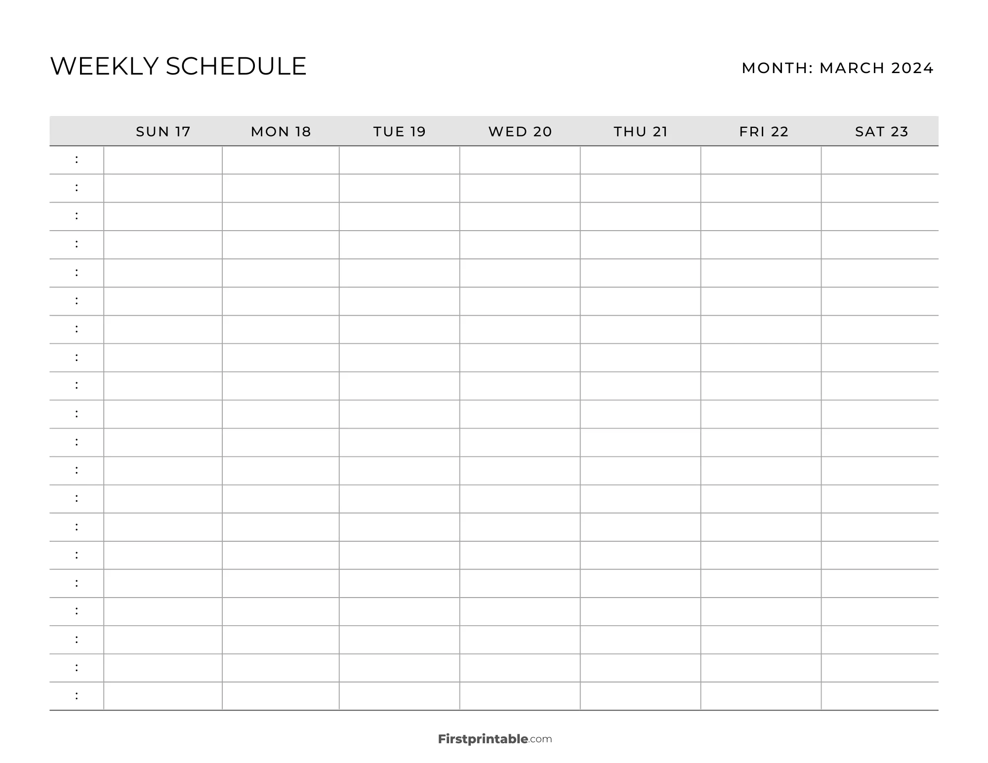 Printable Weekly Schedule Templates March 2024