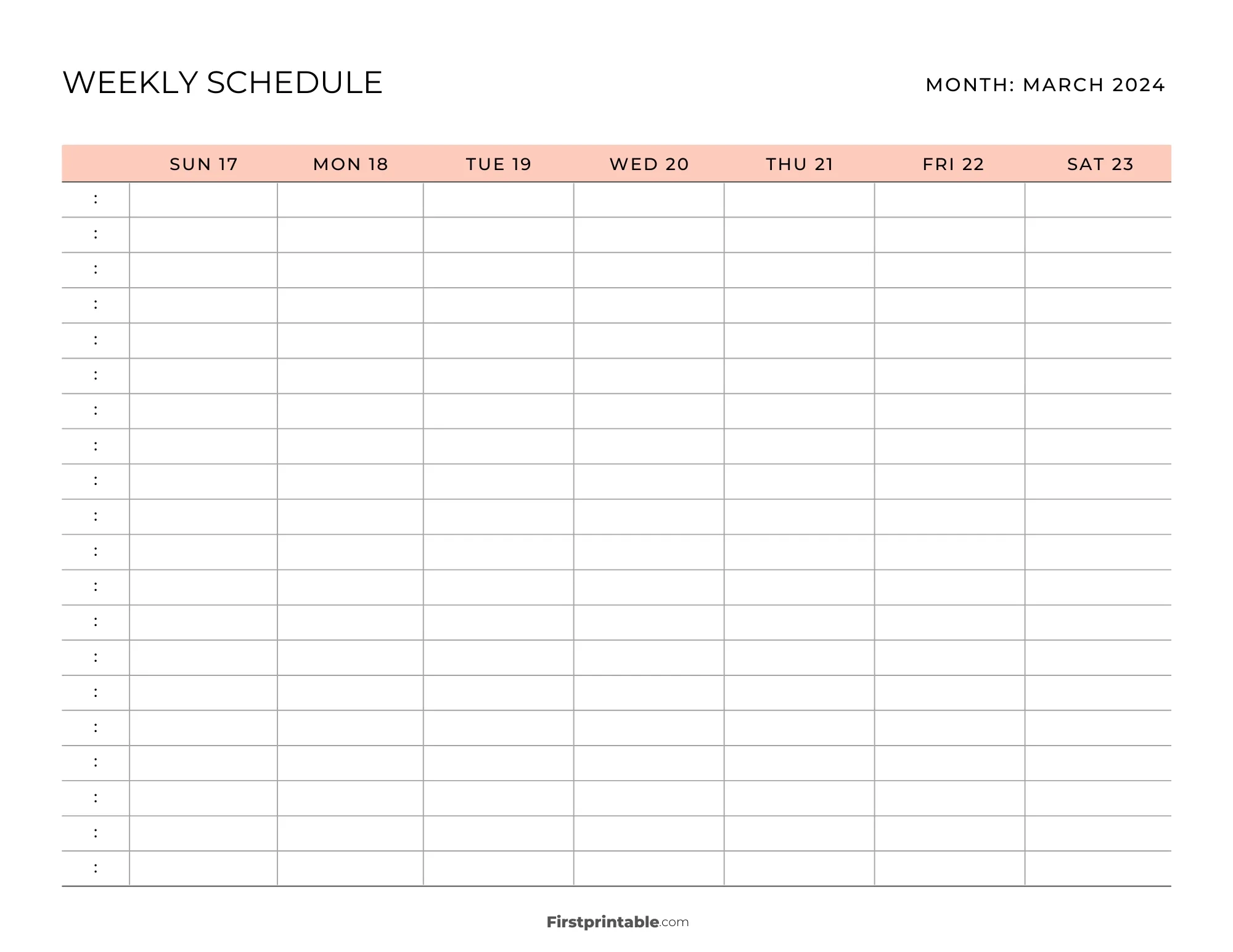 Printable Weekly Schedule Templates March 2024