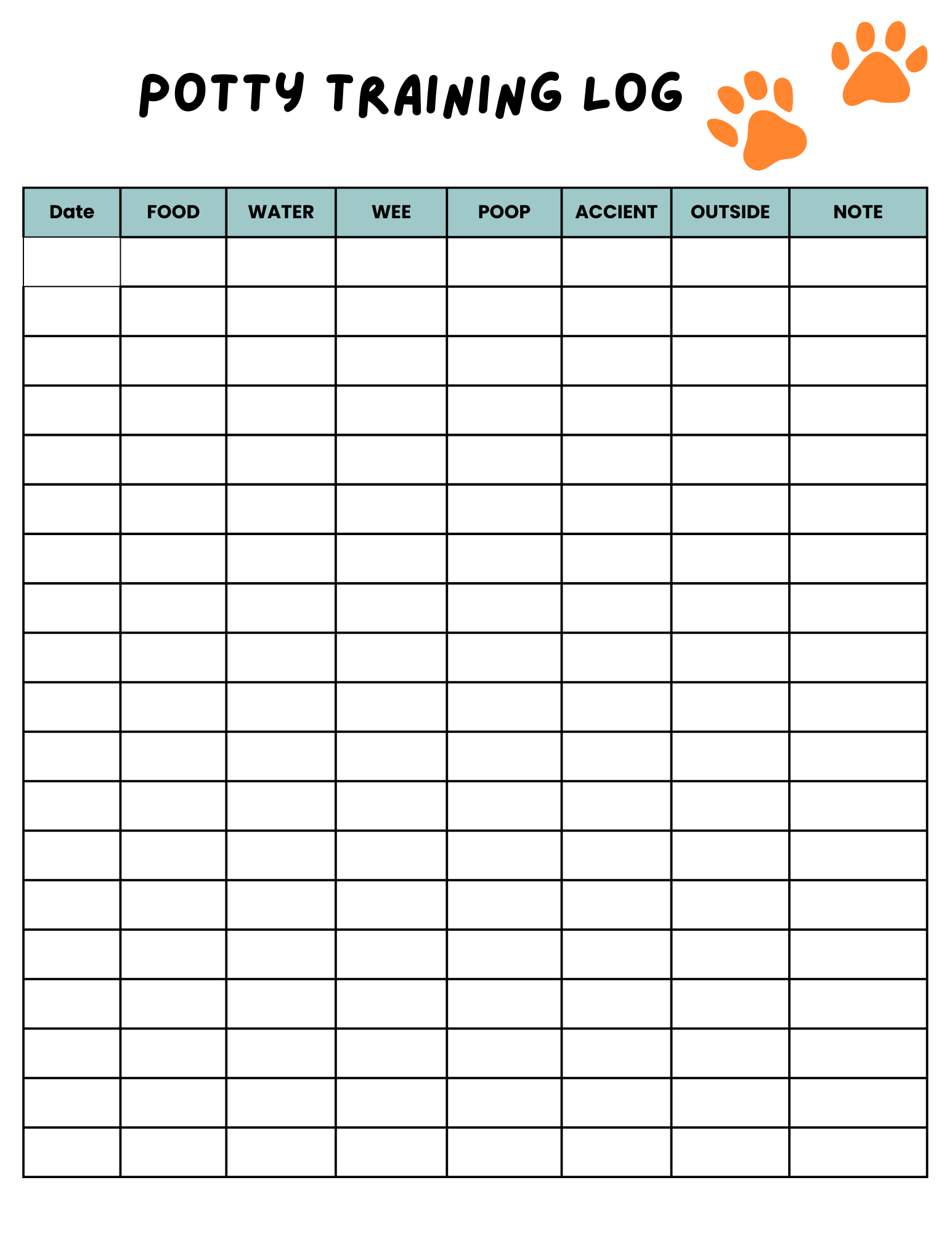 Free Printable Puppy Training Schedule