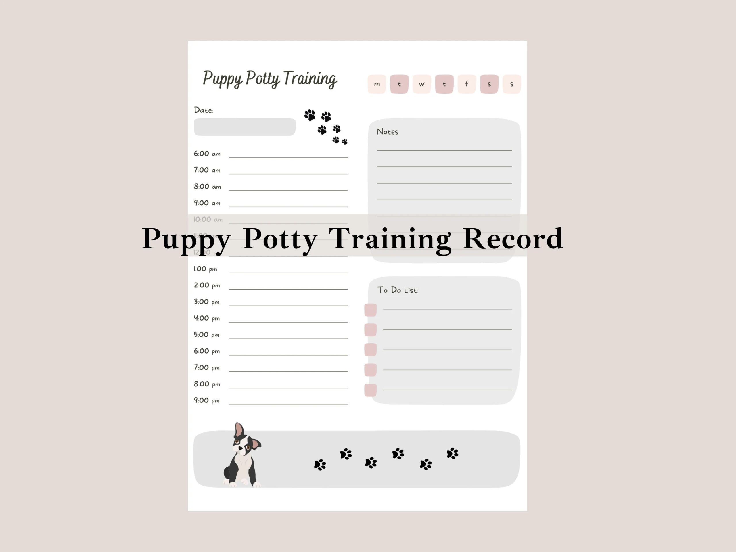 Puppy Potty Training Record Puppy Training Tracker Dog Training List Puppy Potty Training Chart Puppy Potty Training Tracker Etsy