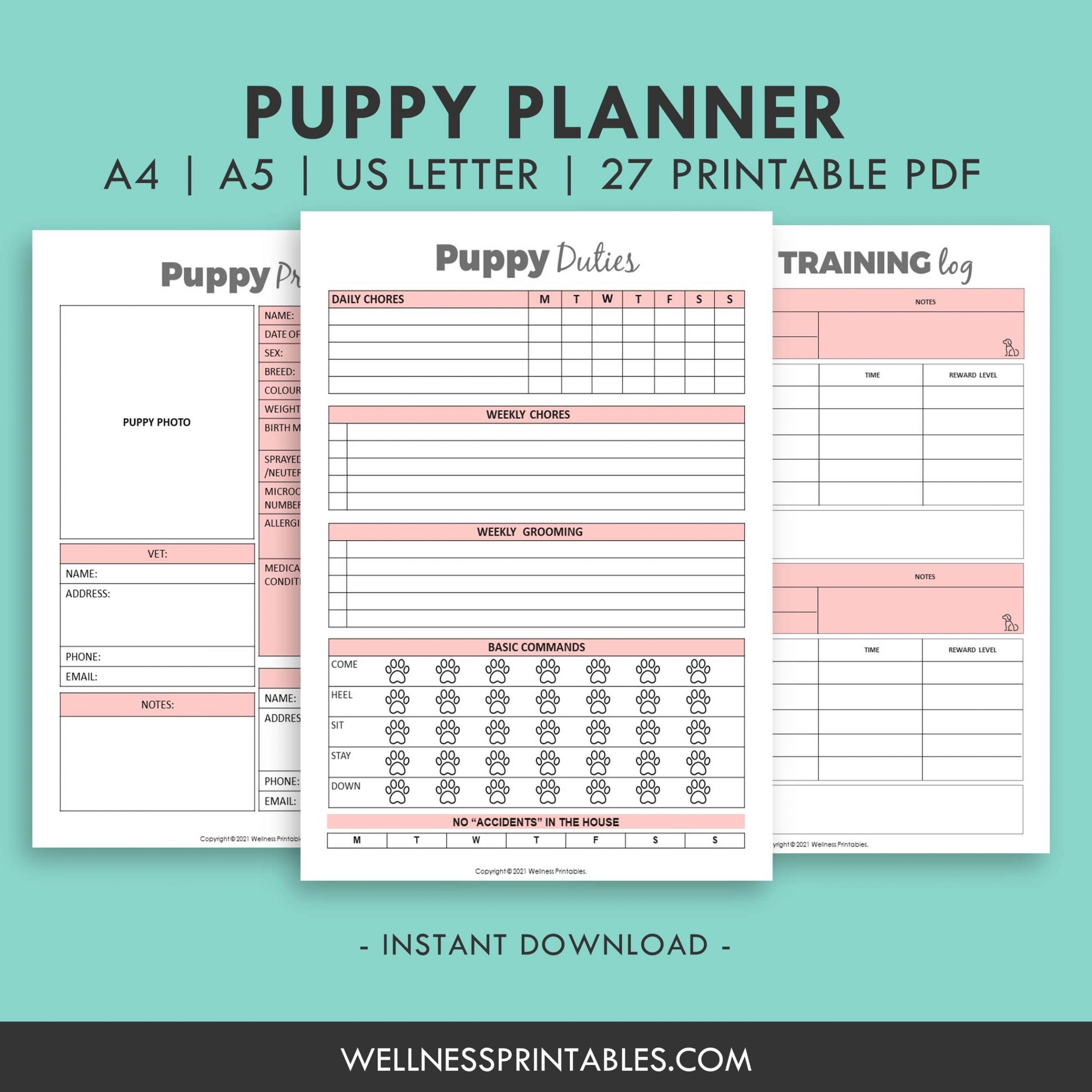 Puppy Training Planner Wellness Printables