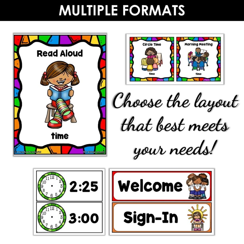 Rainbow Visual Schedule Cards Preschool Teacher 101