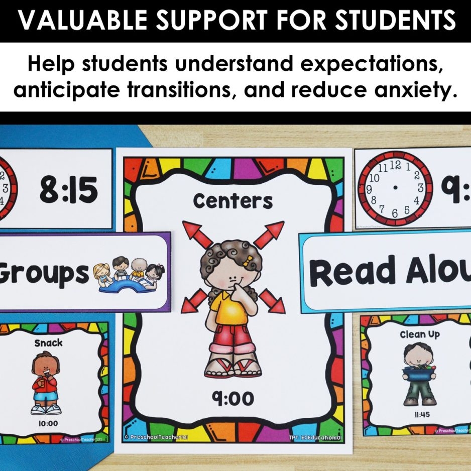 Rainbow Visual Schedule Cards Preschool Teacher 101
