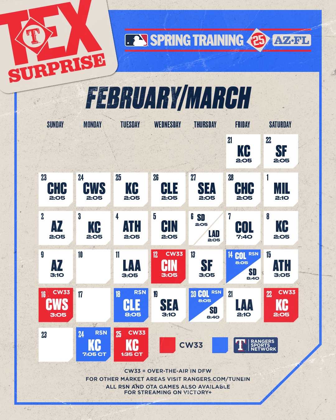 Texas Rangers Schedule Printable