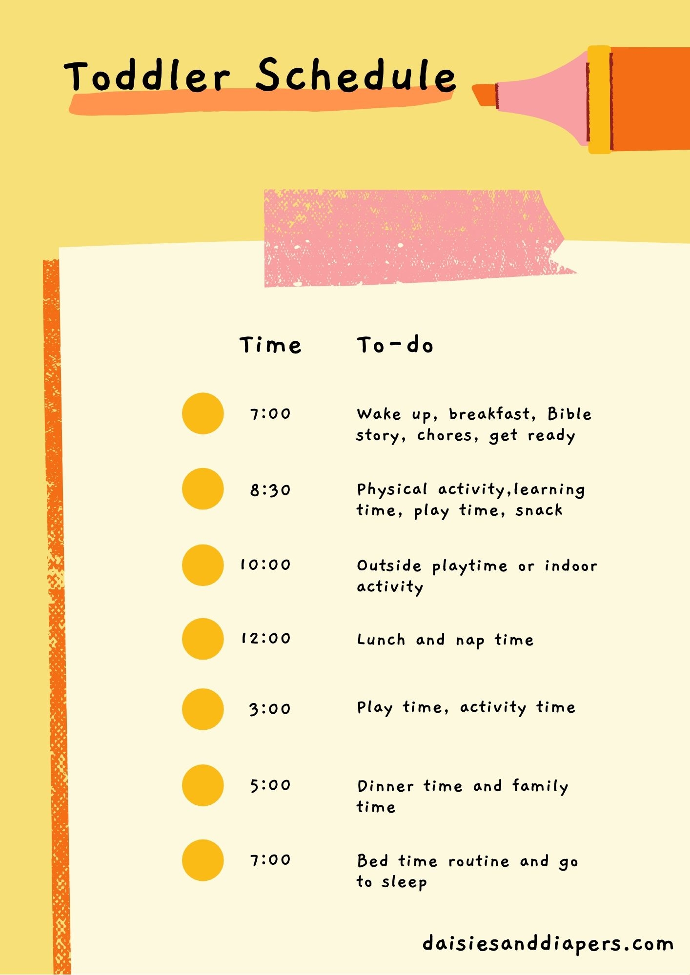 Printable Toddler Daily Schedule