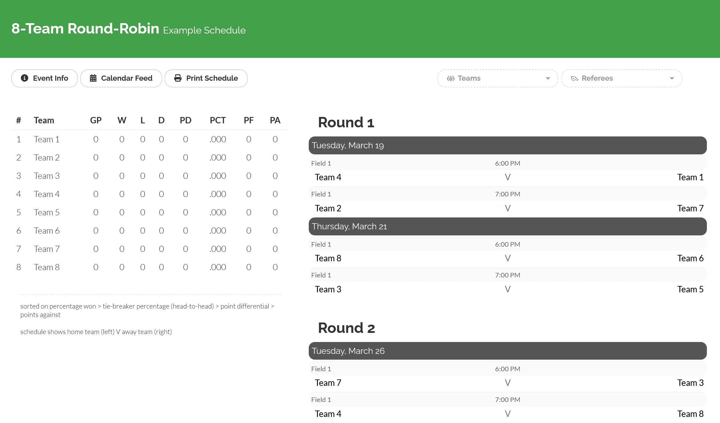 Round Robin Generator LeagueLobster