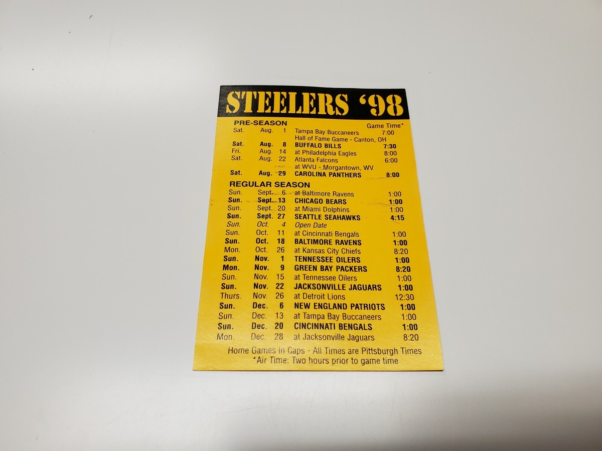 Printable Steelers Schedule