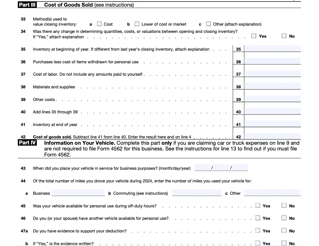 Schedule C Tax Form For Self Employed Individuals