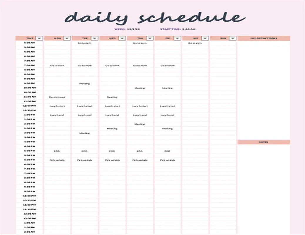 Scheduling Templates Microsoft Create
