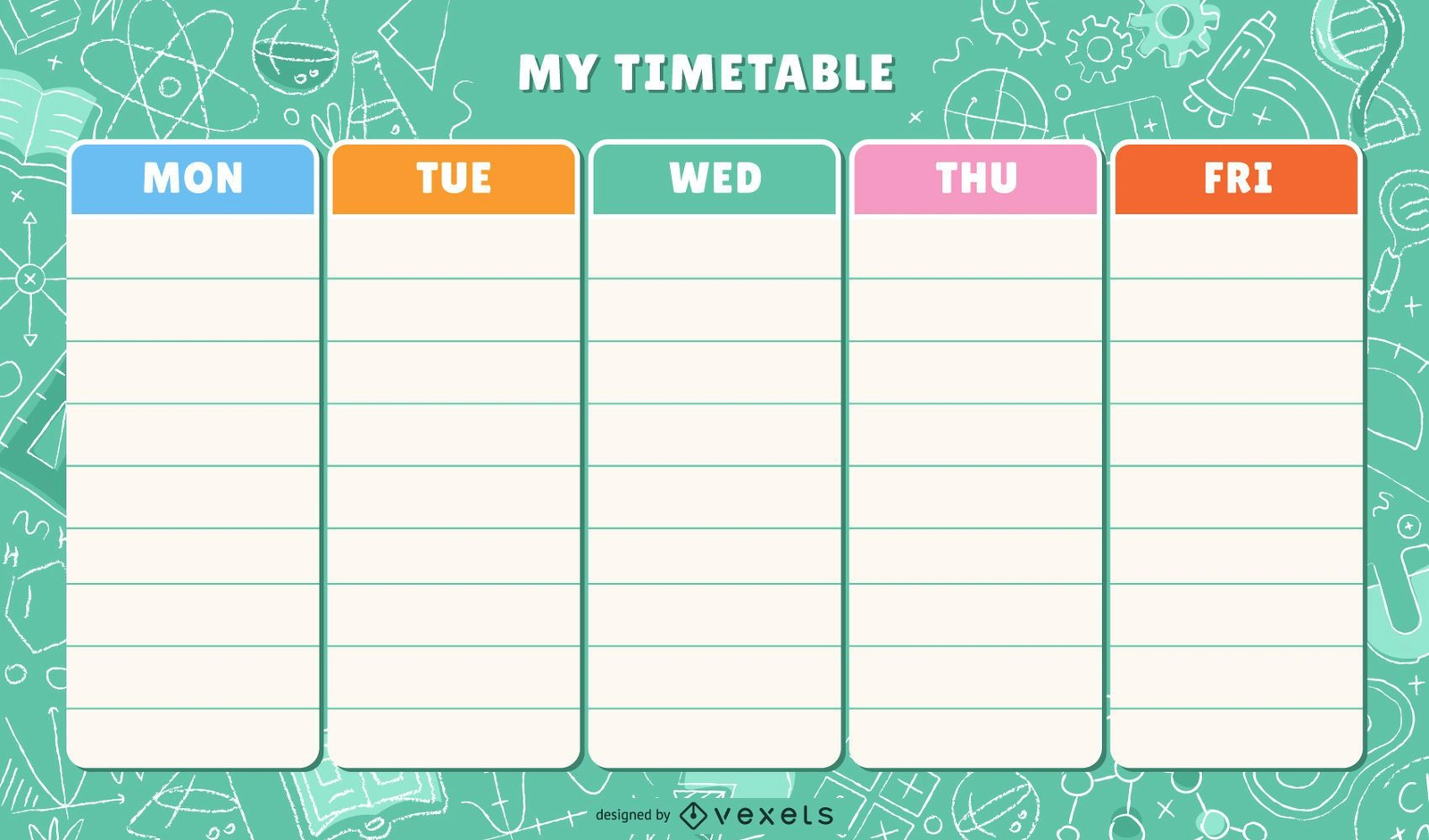 School Colorful Timetable Template Vector Download