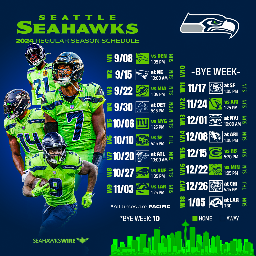 Seattle Seahawks 2024 Schedule Downloadable Wallpapers
