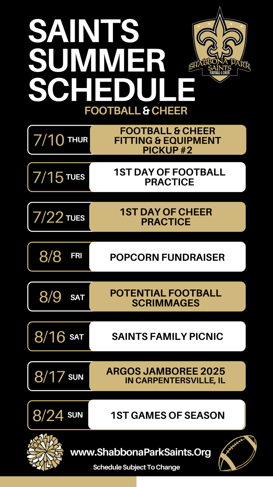 Saints Football Schedule 2025 Printable