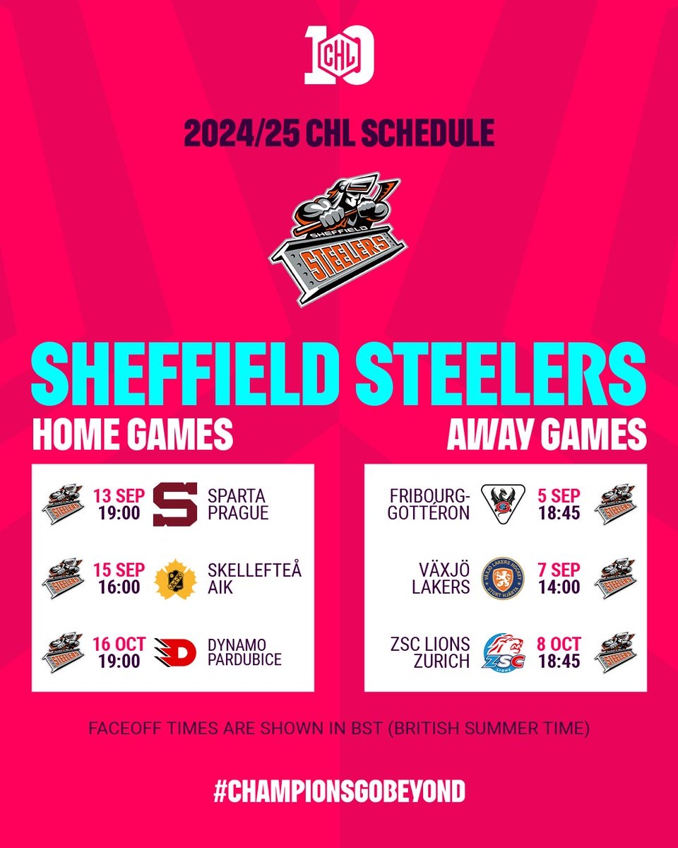 Sheffield Steelers On X The 2024 25 CHL Schedule Is HERE SteelersHockey ChampionsGoBeyond Https t co mP14mMeJDD X