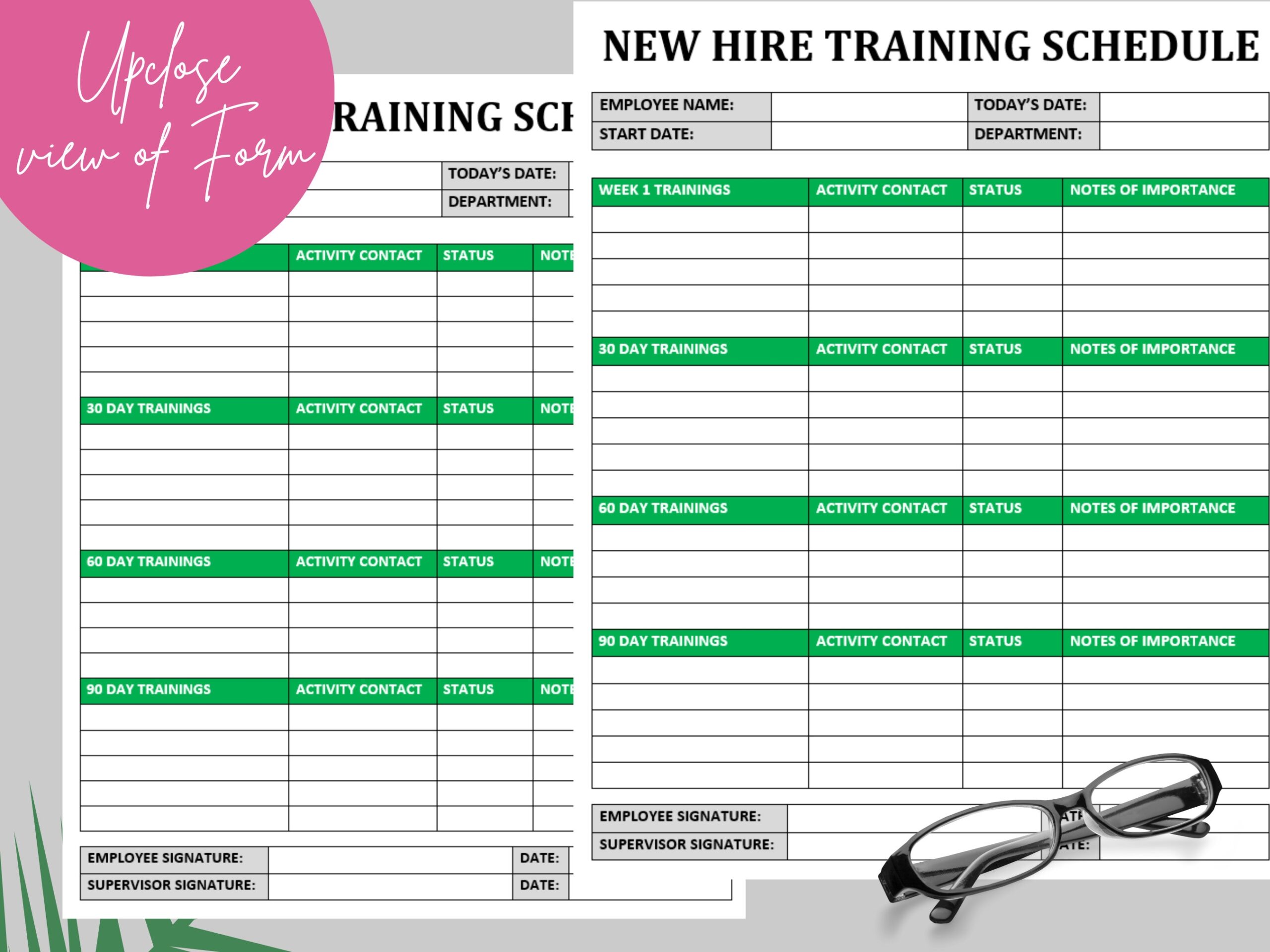 Simple New Hire Training Schedule Editable Word Template 90 day Plan HR Resources Etsy