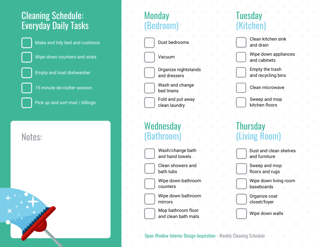 Simple Weekly Cleaning Schedule Checklist Template Venngage