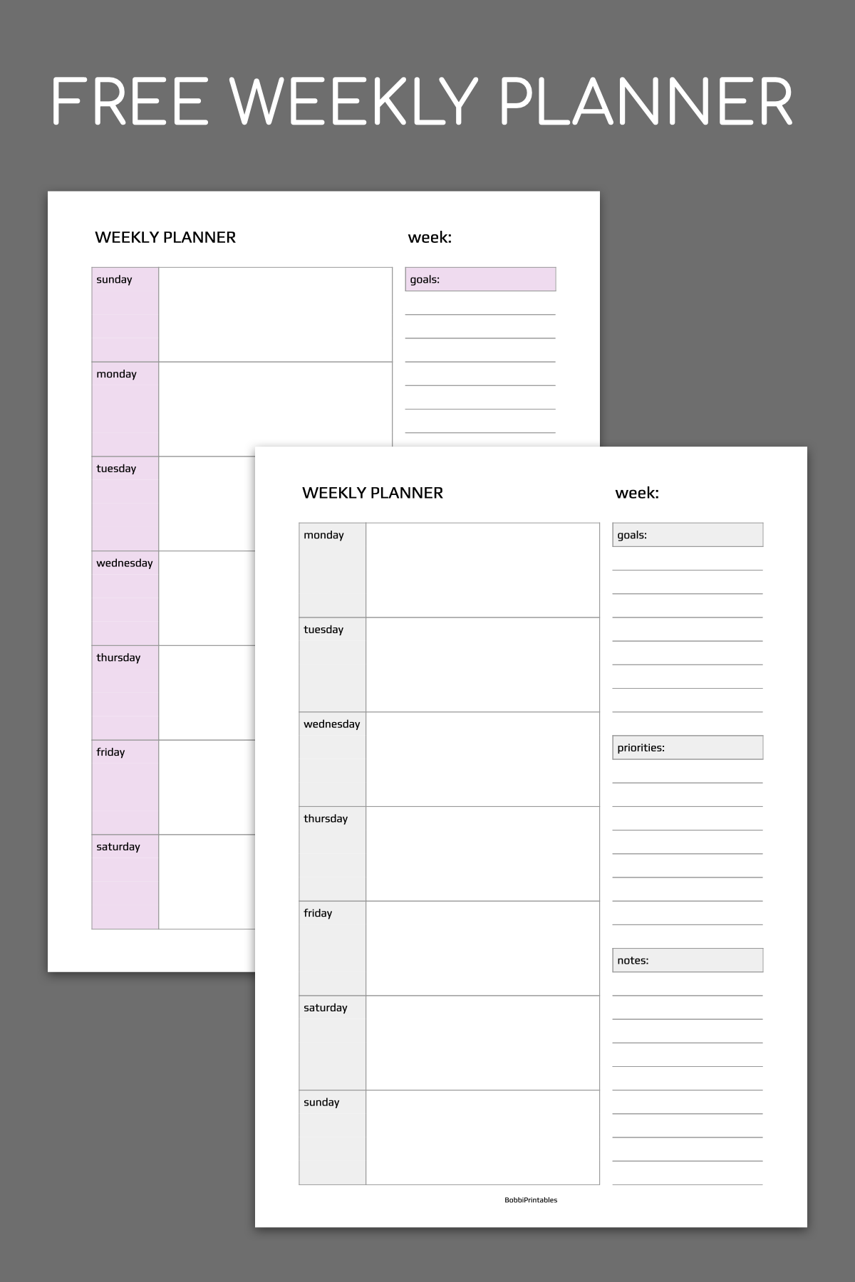 Free Weekly Schedule Printable Template