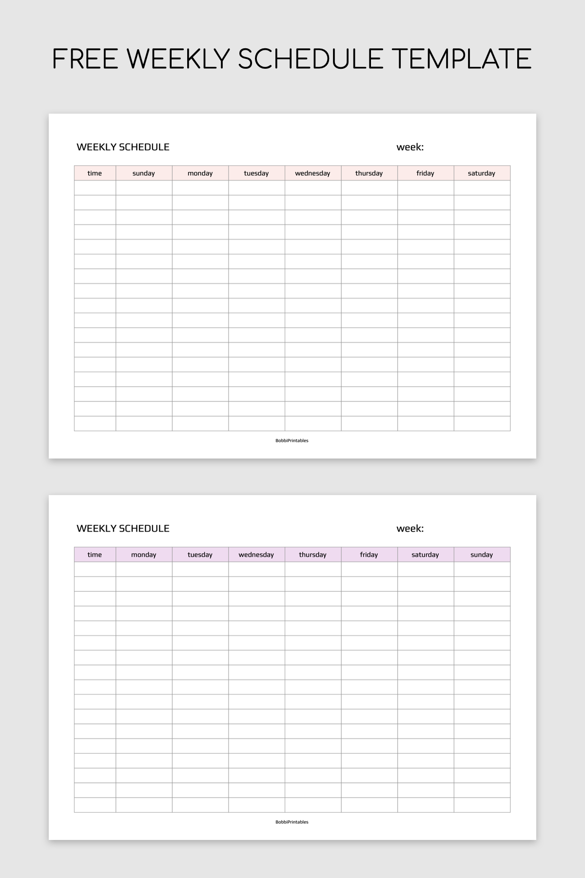 Weekly Schedule Printable With Time