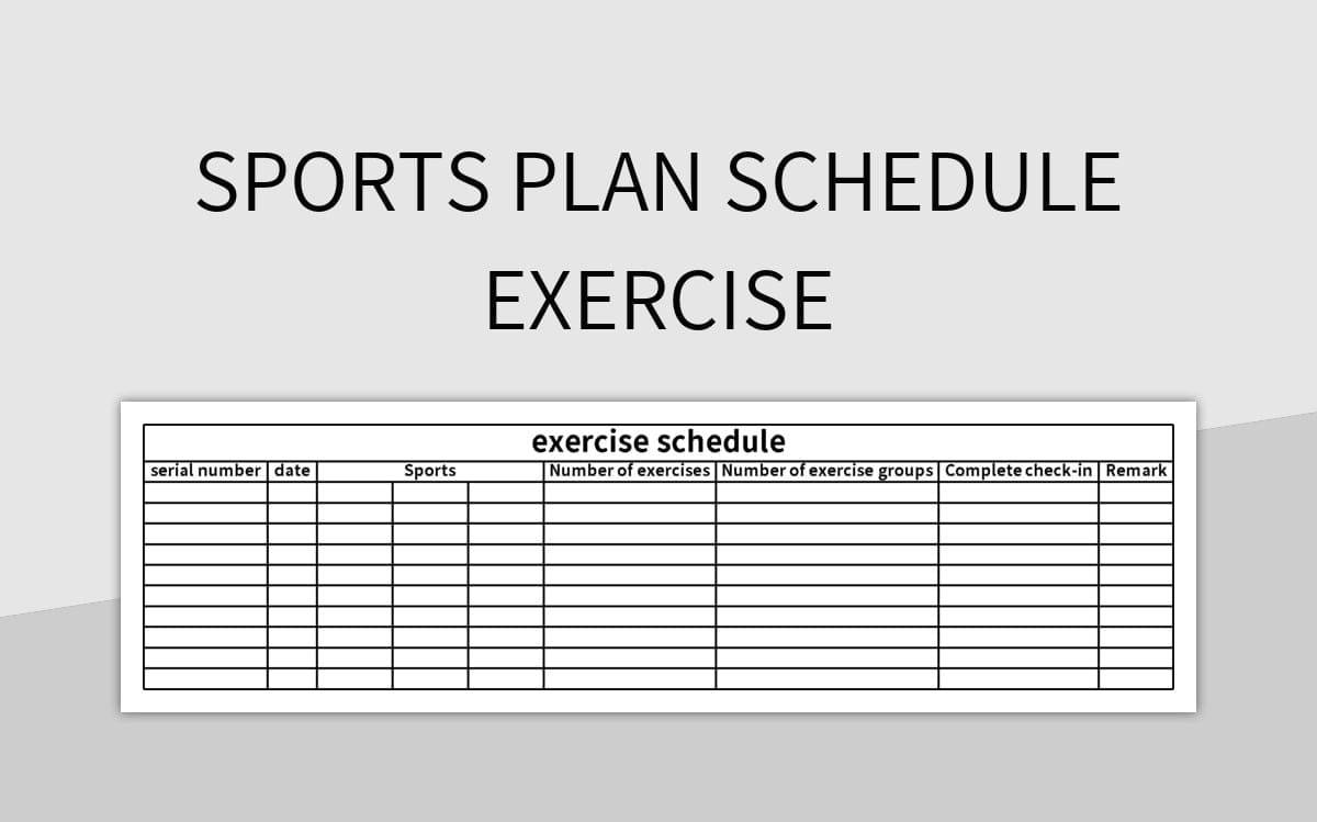 Sports Plan Schedule Exercise Excel Template And Google Sheets File For Free Download Slidesdocs