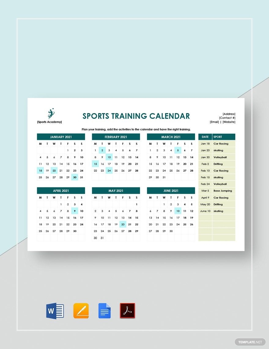 Free Printable Sports Schedule Template