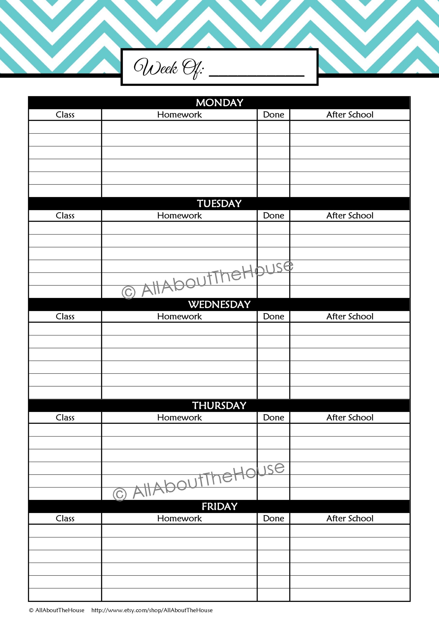 Student Weekly Planner Homework Planner AllAboutTheHouse Printables