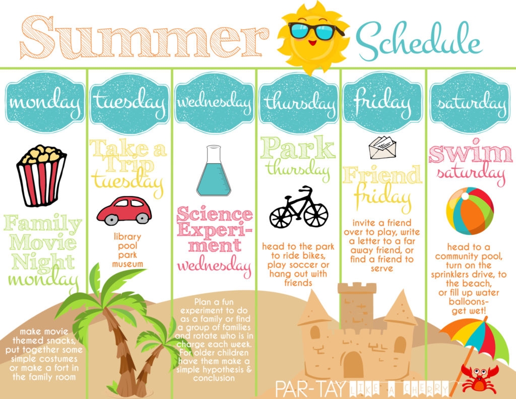 Summer Boredom Blaster Calendar Party Like A Cherry