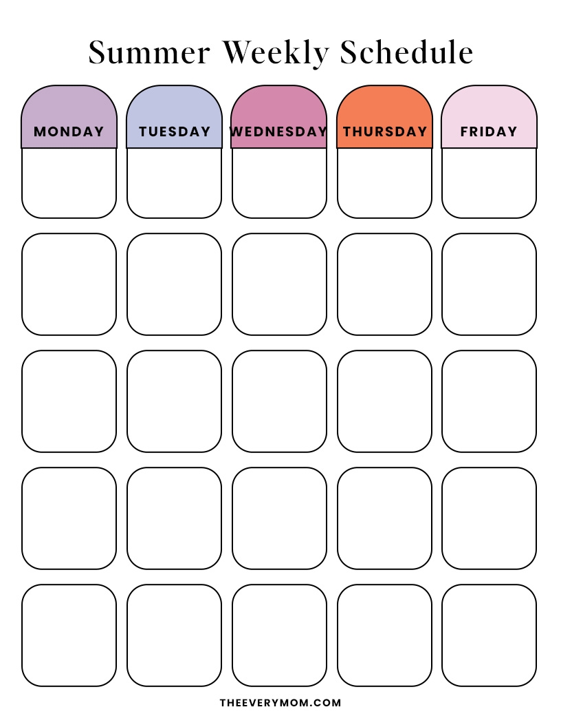 Printable Schedules For Kids