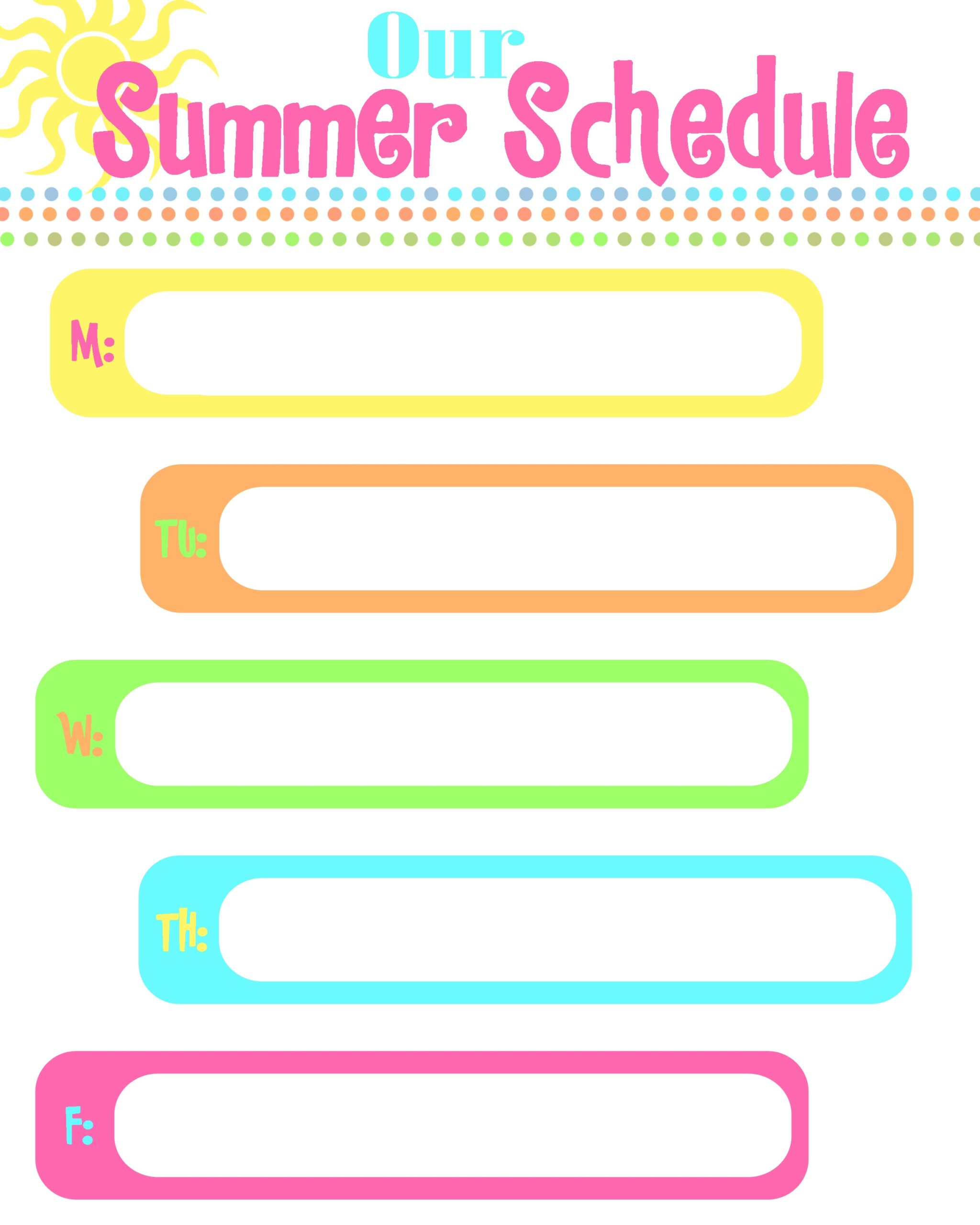 Summer Schedule How To Keep Kids Busy Free Printable Summer Schedule