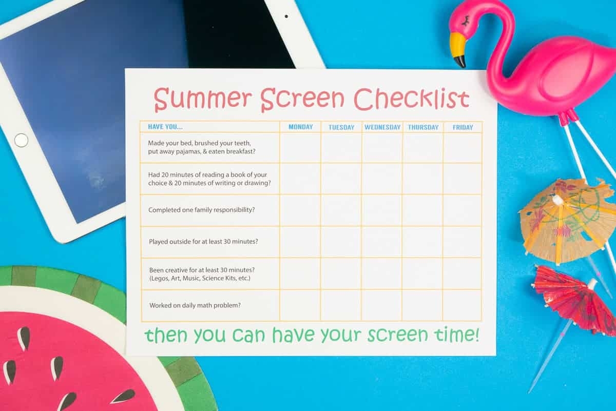 Summer Screen Time Checklist For Kids Tried True Creative