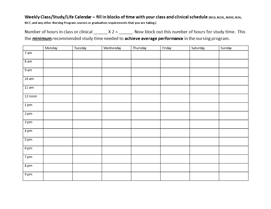 Blank Hourly Daily Schedule Printable