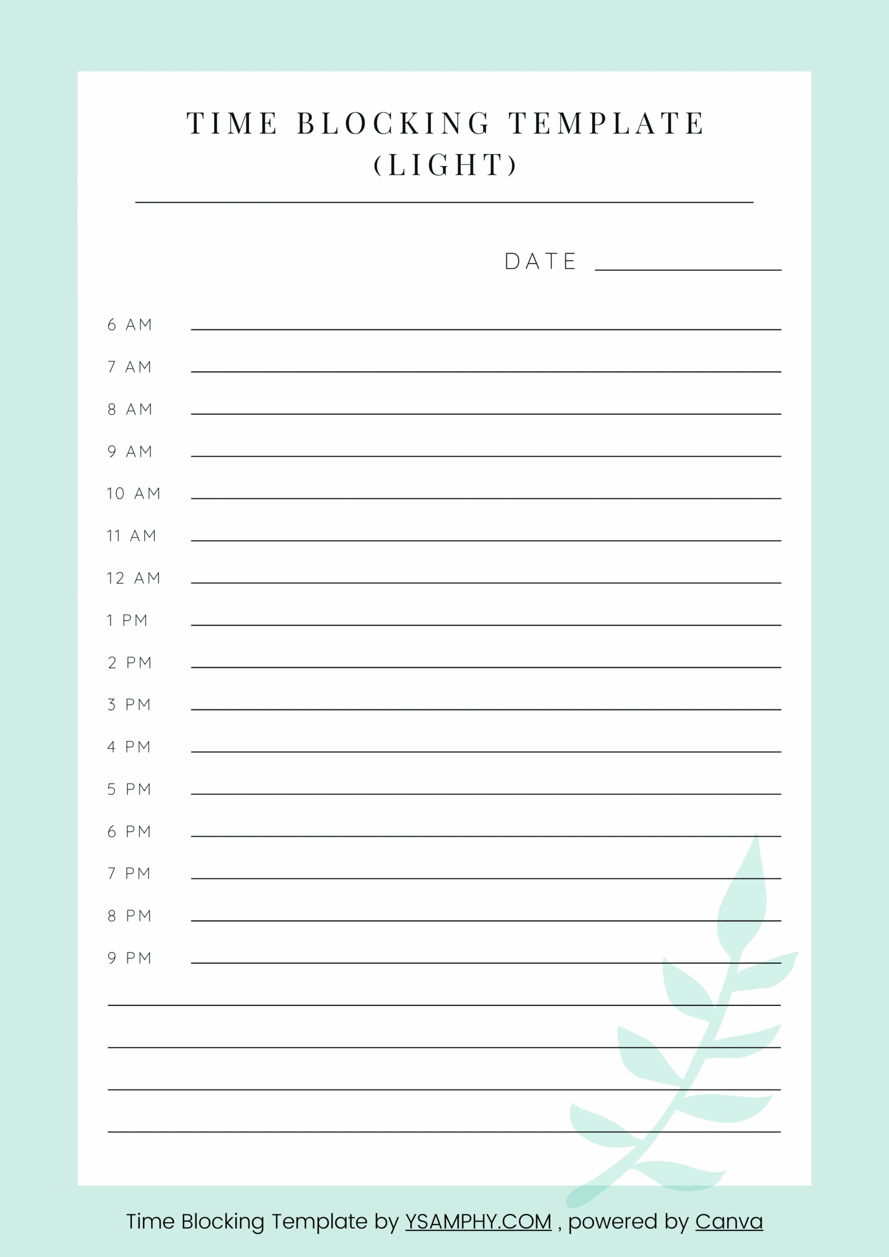 Ten Time Blocking Templates FREE Printable Downloads 