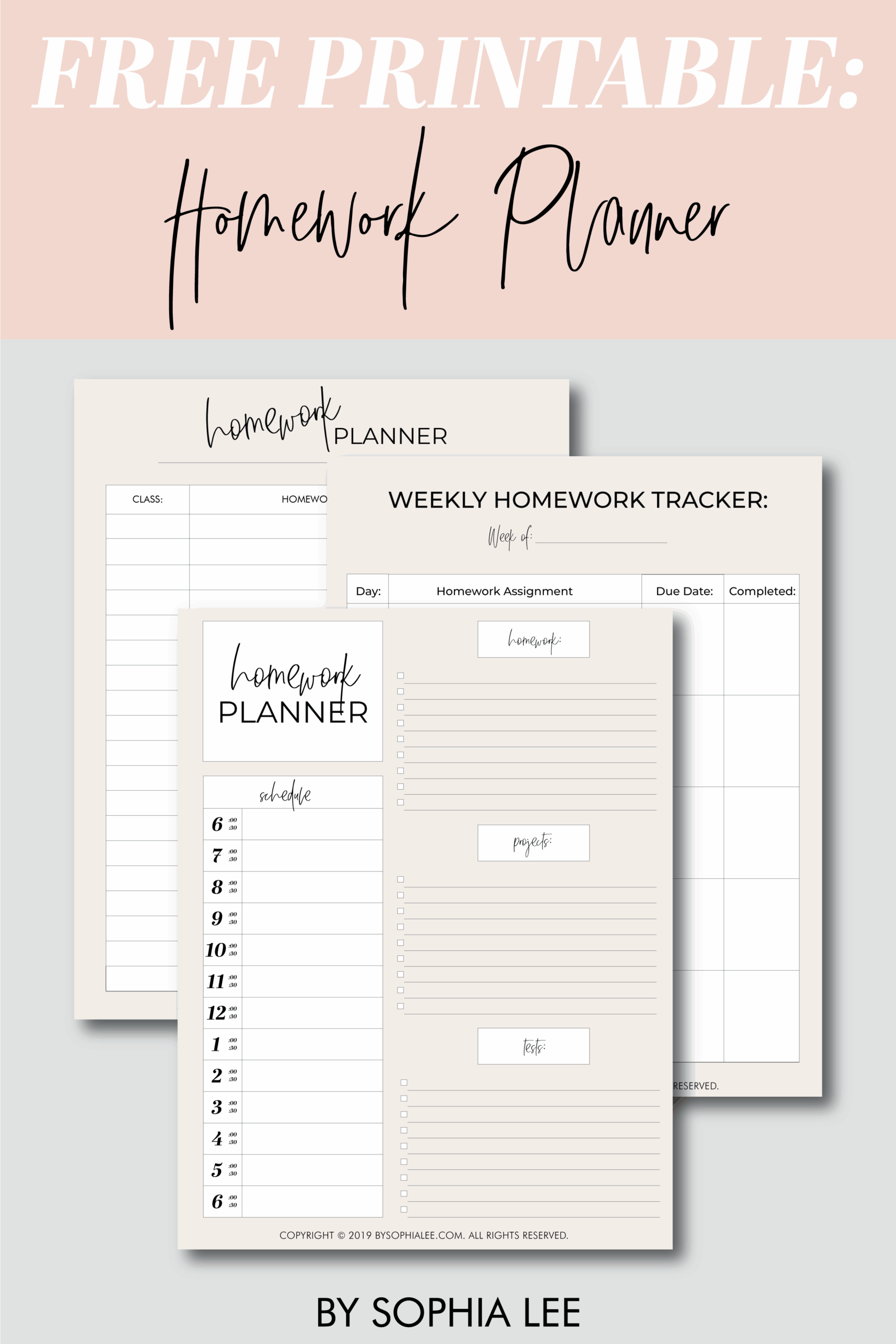 The BEST Homework Planner Every Student Needs FREE PRINTABLE By Sophia Lee