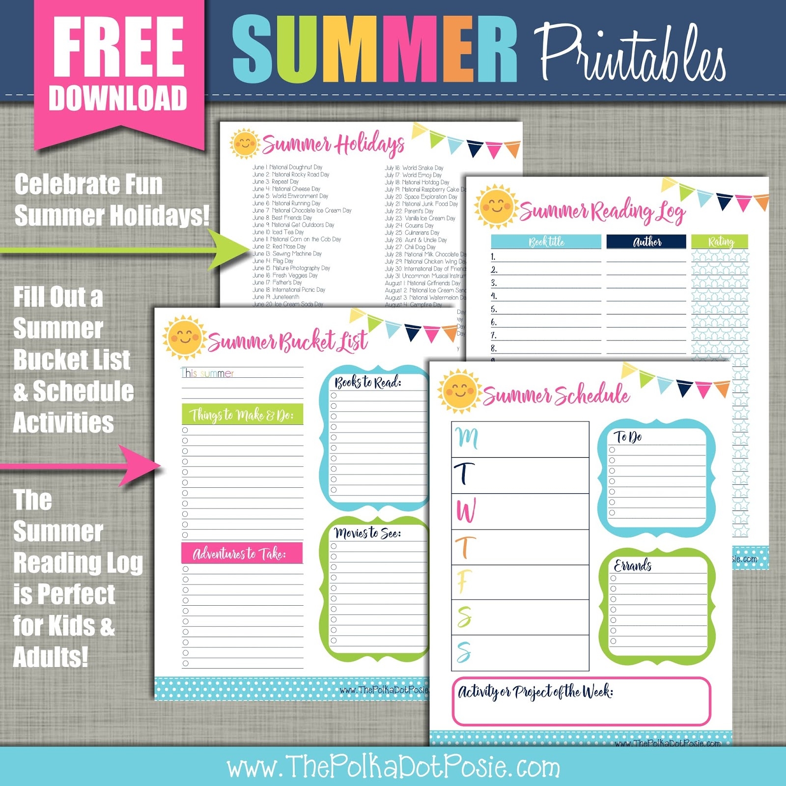 The Polka Dot Posie Get Organized For Summer With These FREE Printables