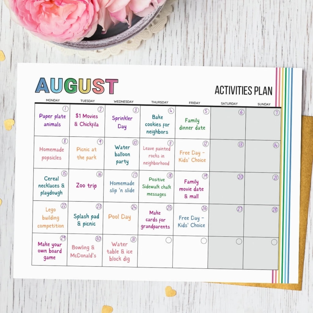 Printable Summer Schedule For Kids Free