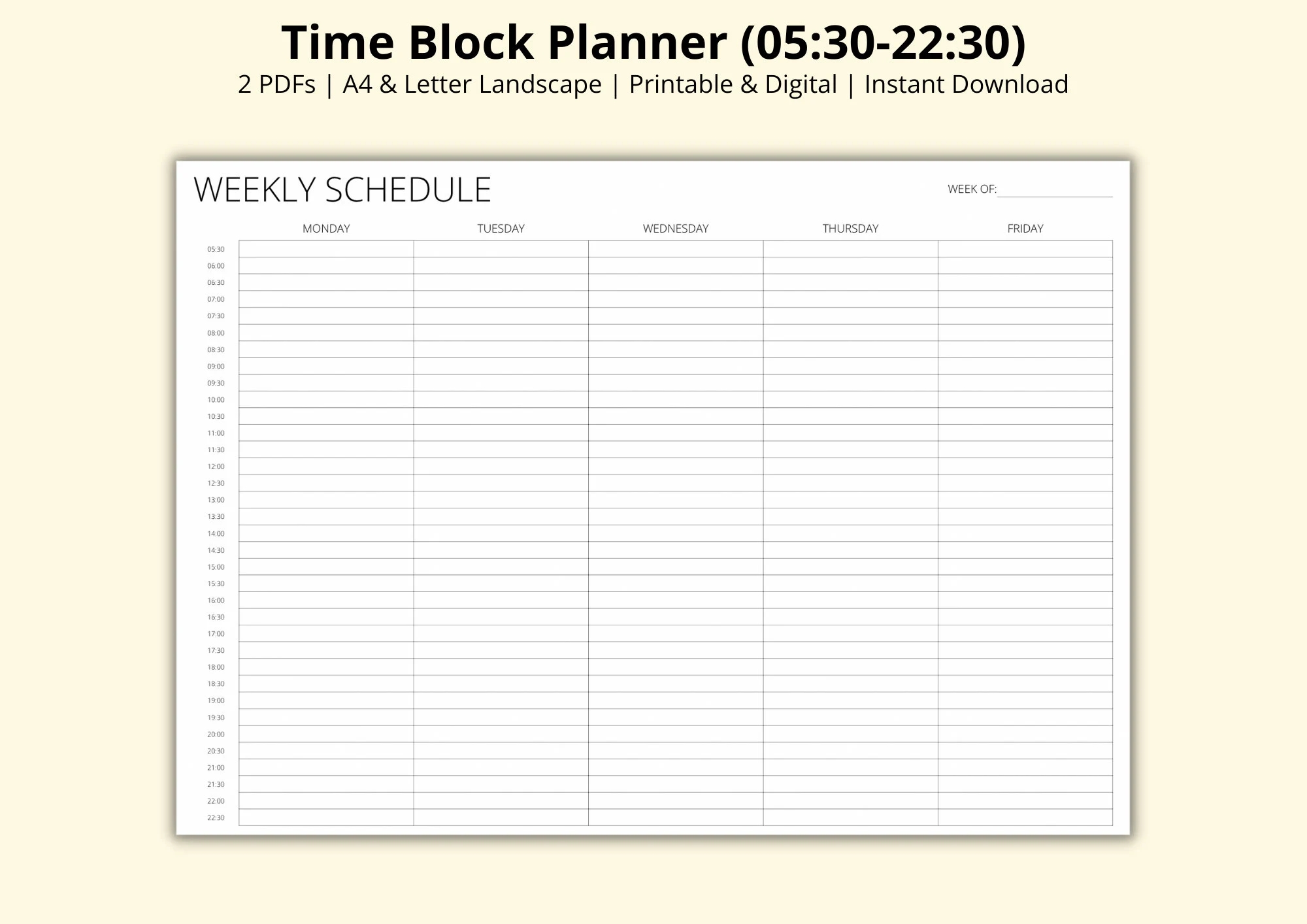 Weekly Schedule Printable With Times