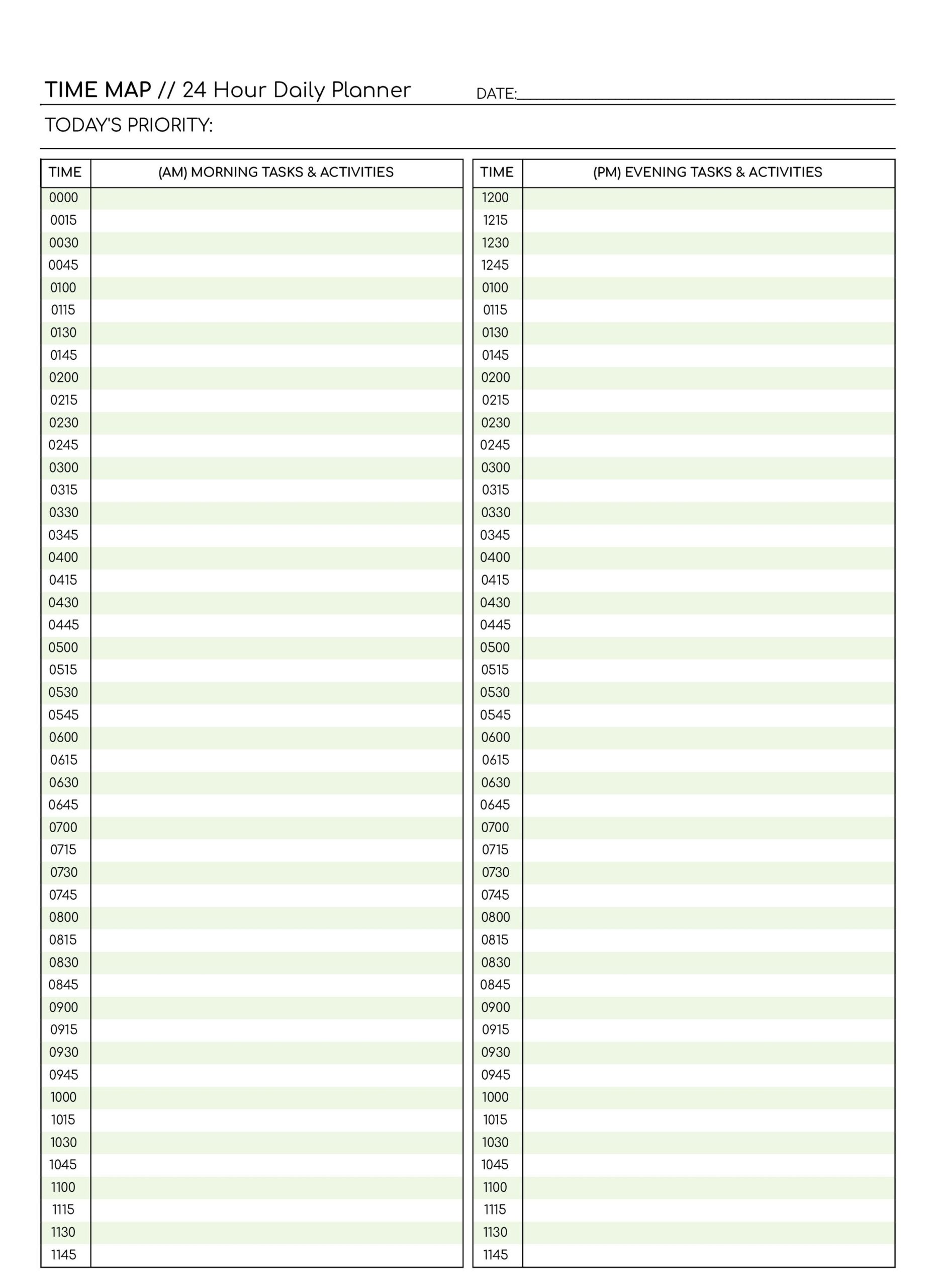 Time Map Daily Planner Printable Download 24 Hour Planner Productivity Planner To Do List 2023