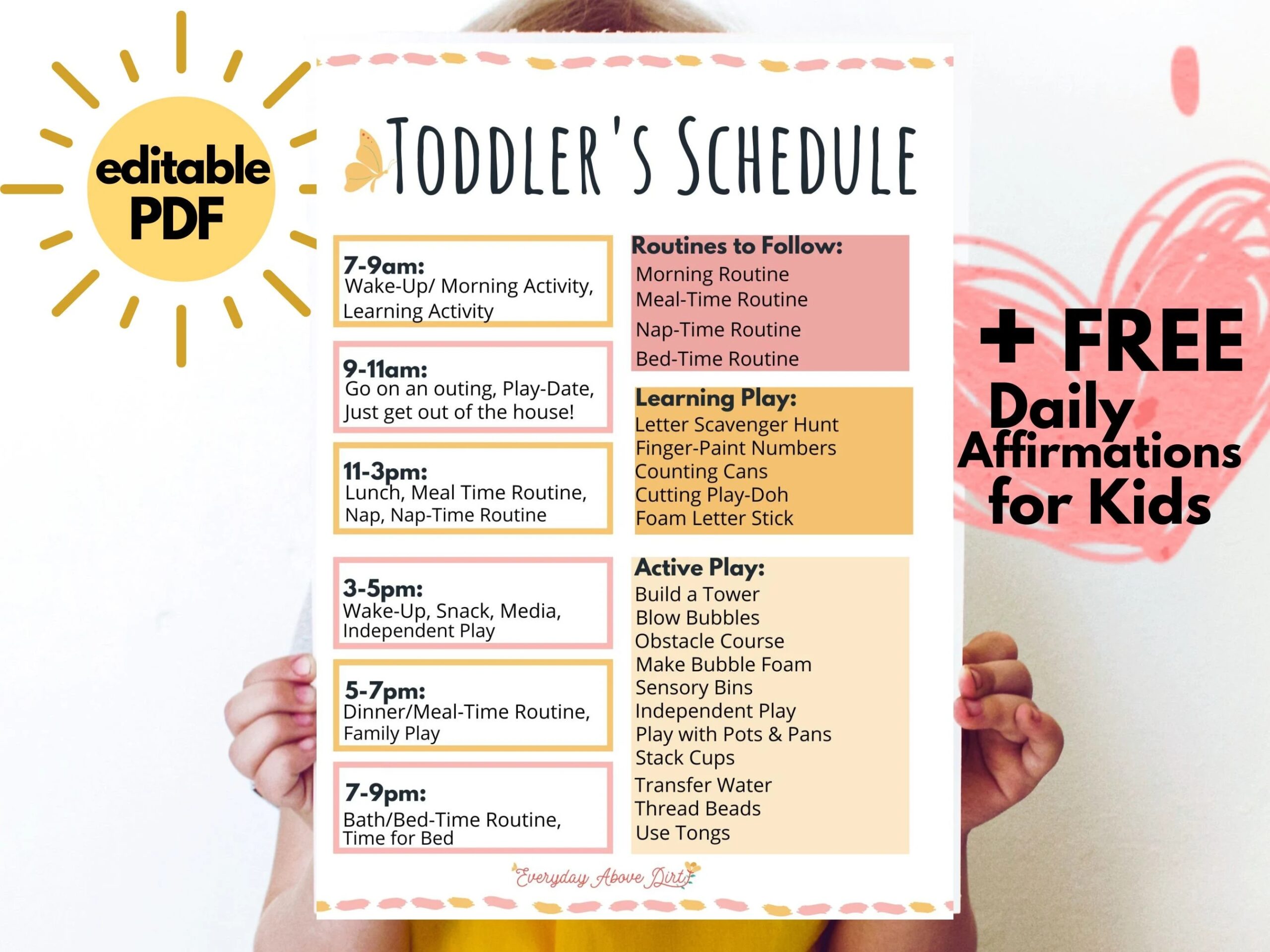 Toddler Schedule Editable Toddler Routine Daily Toddler Schedule Printable Toddler Schedule Toddler Visual Schedule Etsy