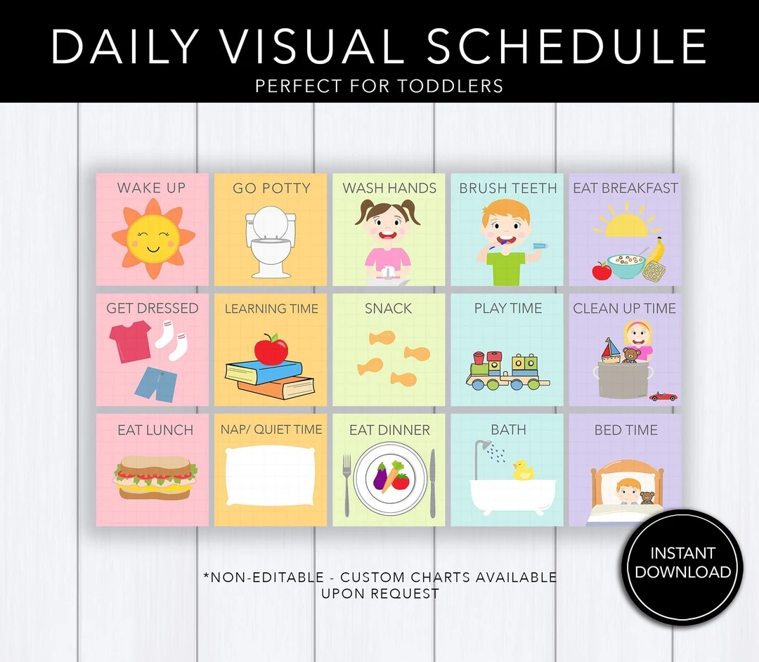 Toddler Visual Schedule Printable daily SCHEDULE Chart Kids Daily Schedule Chart Visual Cues Preschool Toddlers Special Needs Etsy