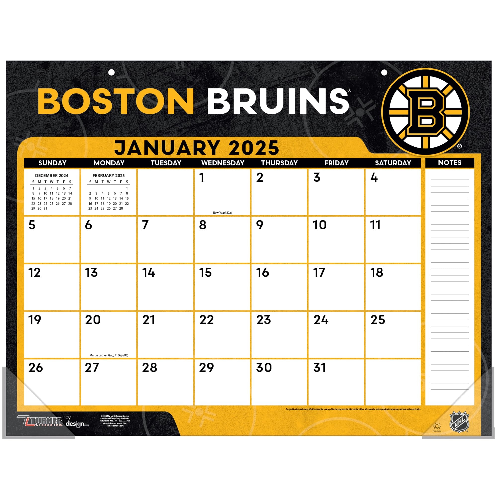 Turner Sports Boston Bruins 2025 22x17 Desk Calendar 25998061555 Amazon ca
