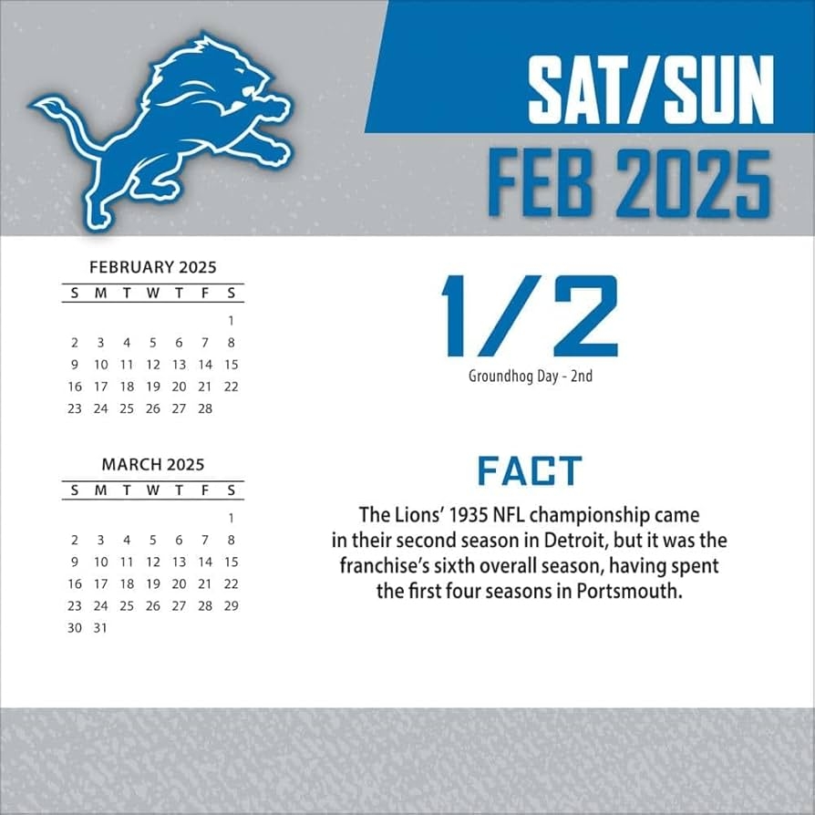 Turner Sports Detroit Lions 2025 Box Calendar 25998053038 Amazon co uk Stationery Office Supplies
