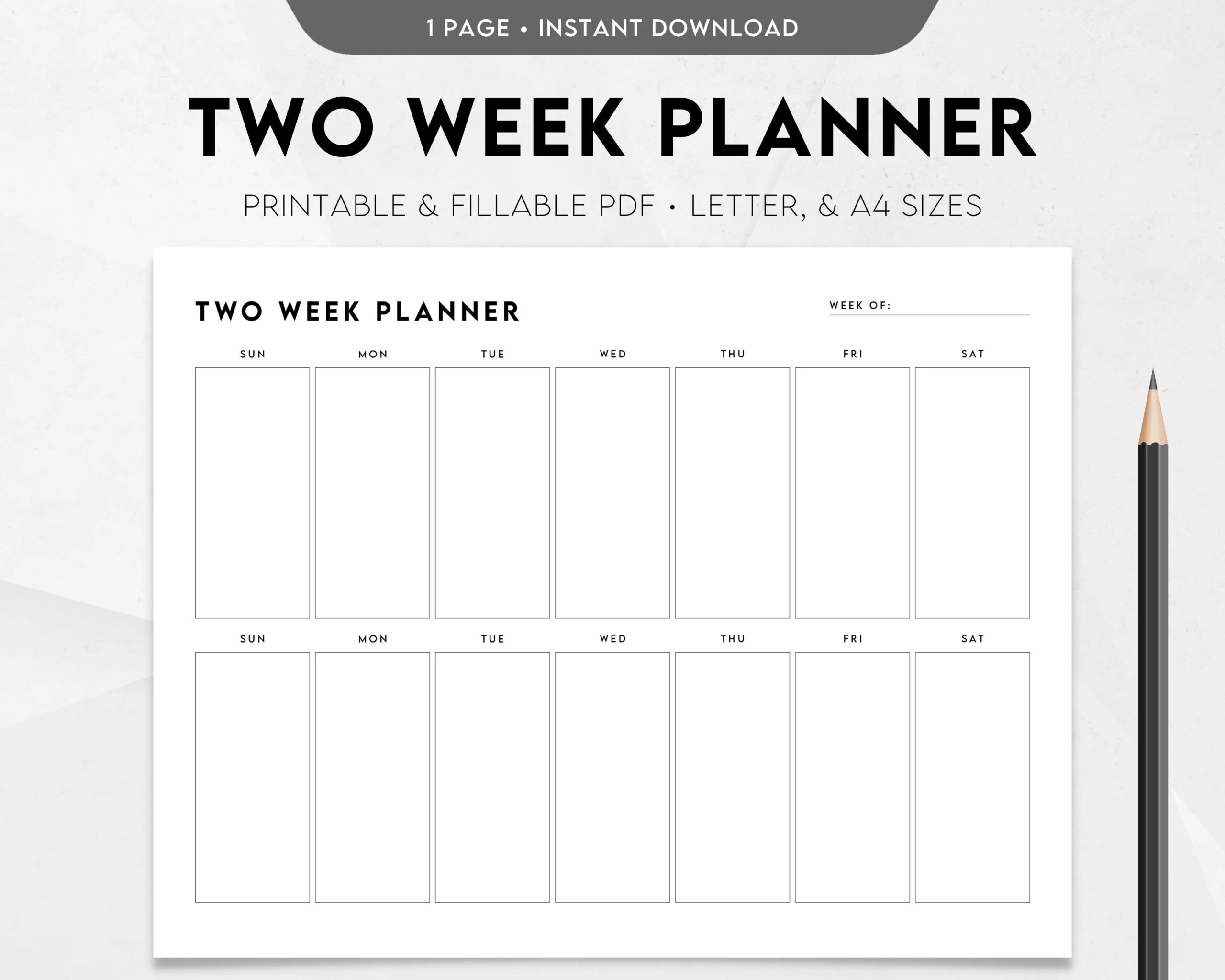 Two Week Planner Printable Weekly Calendar Weekly Schedule Template Weekly To Do List Weekly Agenda Week At A Glance Minimalist Etsy
